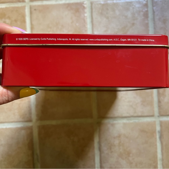 Vintage Norman Rockwell Christmas Saturday Evening Post Tin Storage Box - Picture 5 of 10